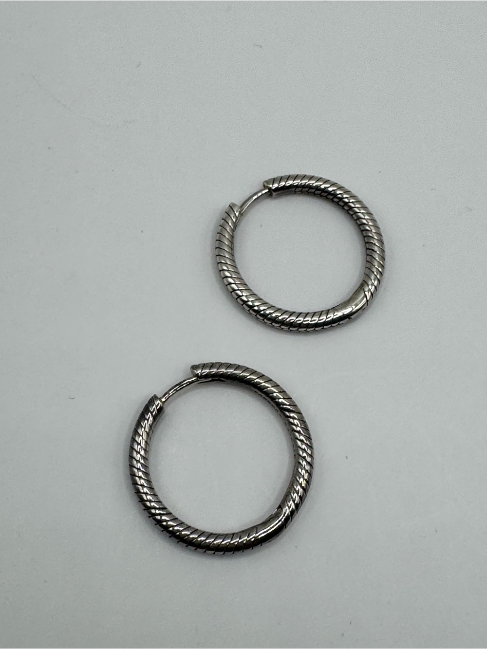 Pandora Sterling Silver Snake Chain Hoop Earrings